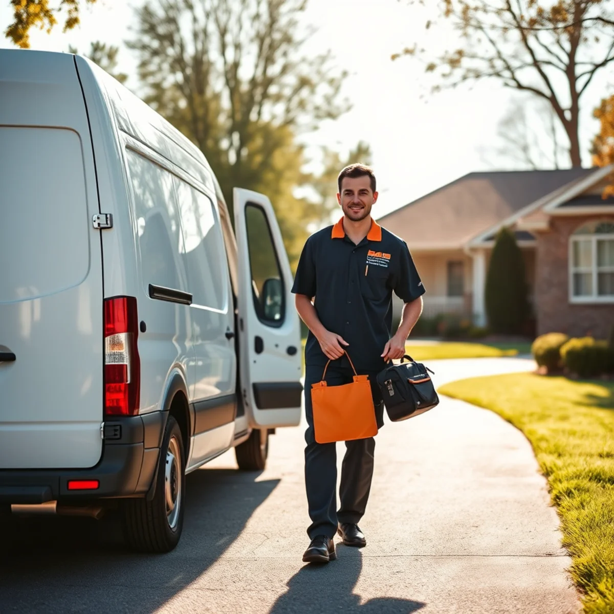EM Contractors LLC service van arriving for HVAC service in Mount Gilead, NC